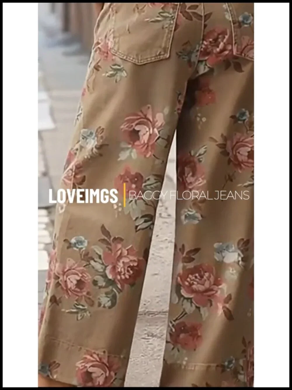 Mid Rise Cropped Wide Leg Floral Jeans Denim Palazzo Pants - Picture 6 of 6